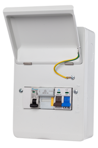 WME06/FM40 - 6-Way Metal Enclosure with 2 Pole 100A Main Switch, 40A MCB & 63A Fuse & Holder