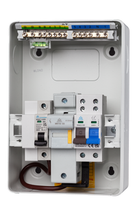 WME06/FM40 - 6-Way Metal Enclosure with 2 Pole 100A Main Switch, 40A MCB & 63A Fuse & Holder