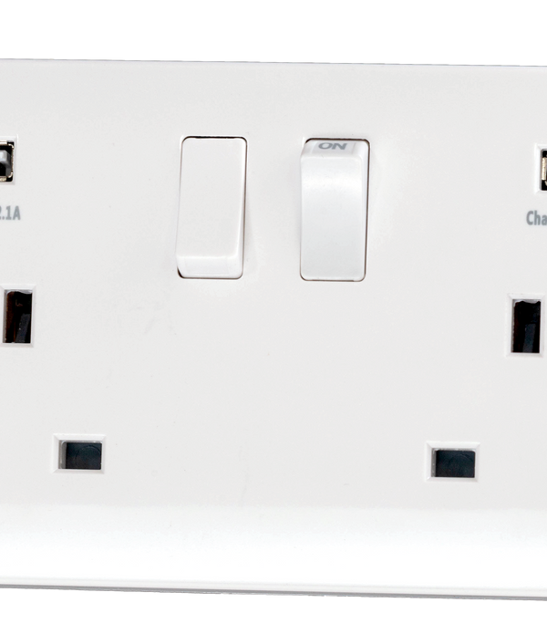13A Double Switched USB Wall Socket