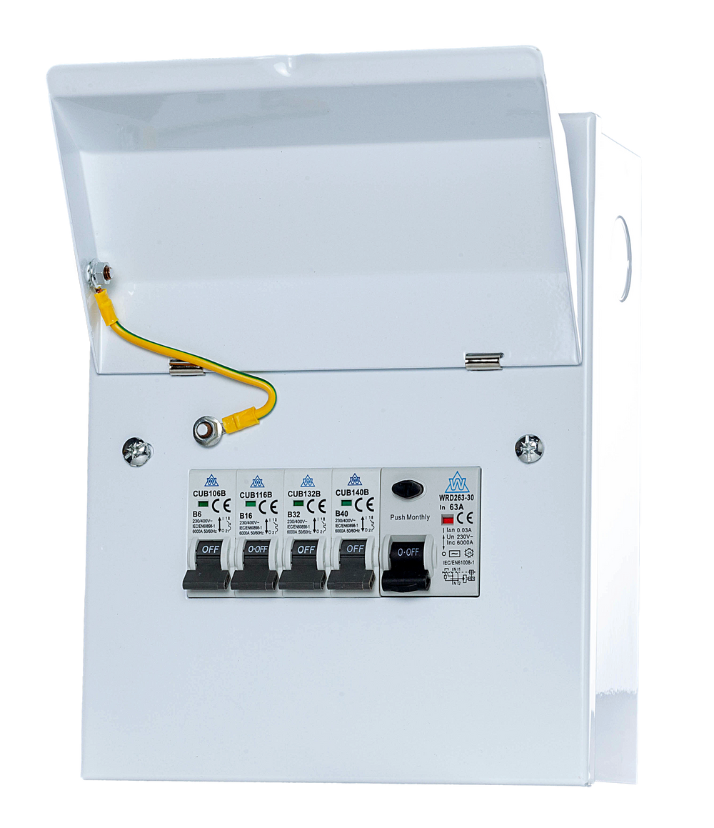 4 Usable Way Consumer Unit with RCD & 4 MCBs (WMCURC6/4)