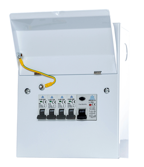 4 Usable Way Consumer Unit C/W RCD and 4 MCBs of Your Choice