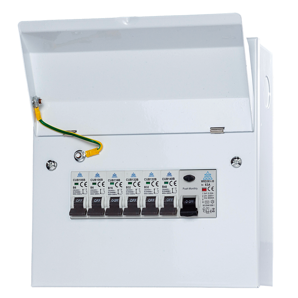 6 Useable way Consumer Units with RCD and 6 MCBs of choice (WMCURC8/6)