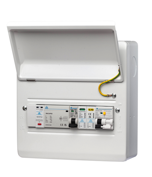 PME Fault Detection Metal Consumer unit with RCBO and Surge - WMEPME10SP