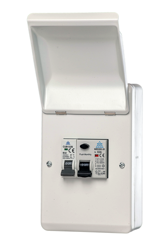 3 Way IP40 Metal Enclosure with 63A A Type RCD & 32A MCB (10kA)